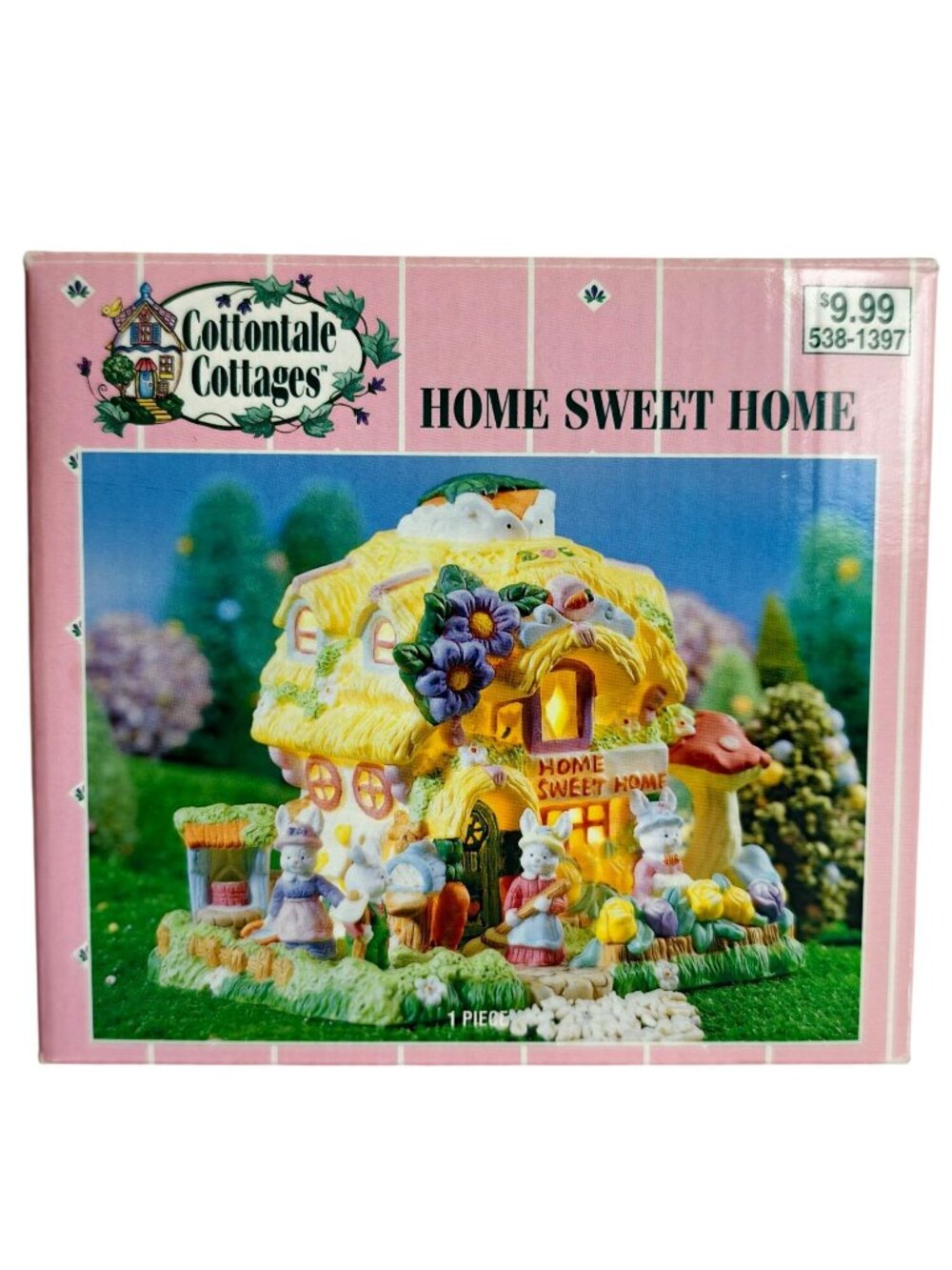 Cottontale Cottages Home Sweet Home Hand Painted Porcelain 1998 Light-Up Easter